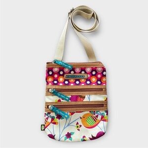Lily Bloom Triple Zip Zipper Crossbody Shoulder Bag Purse Bird Print NWOT Unused